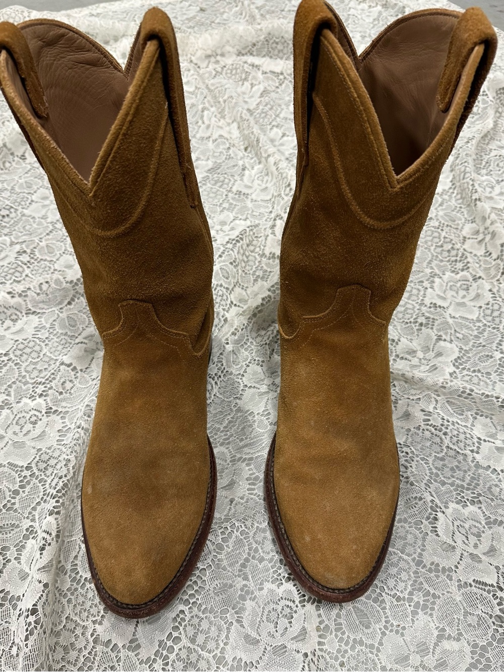 Tecovas The Johnny Suede Cowboy Boots Men's Size 9 D Honey Tan Western Excellent